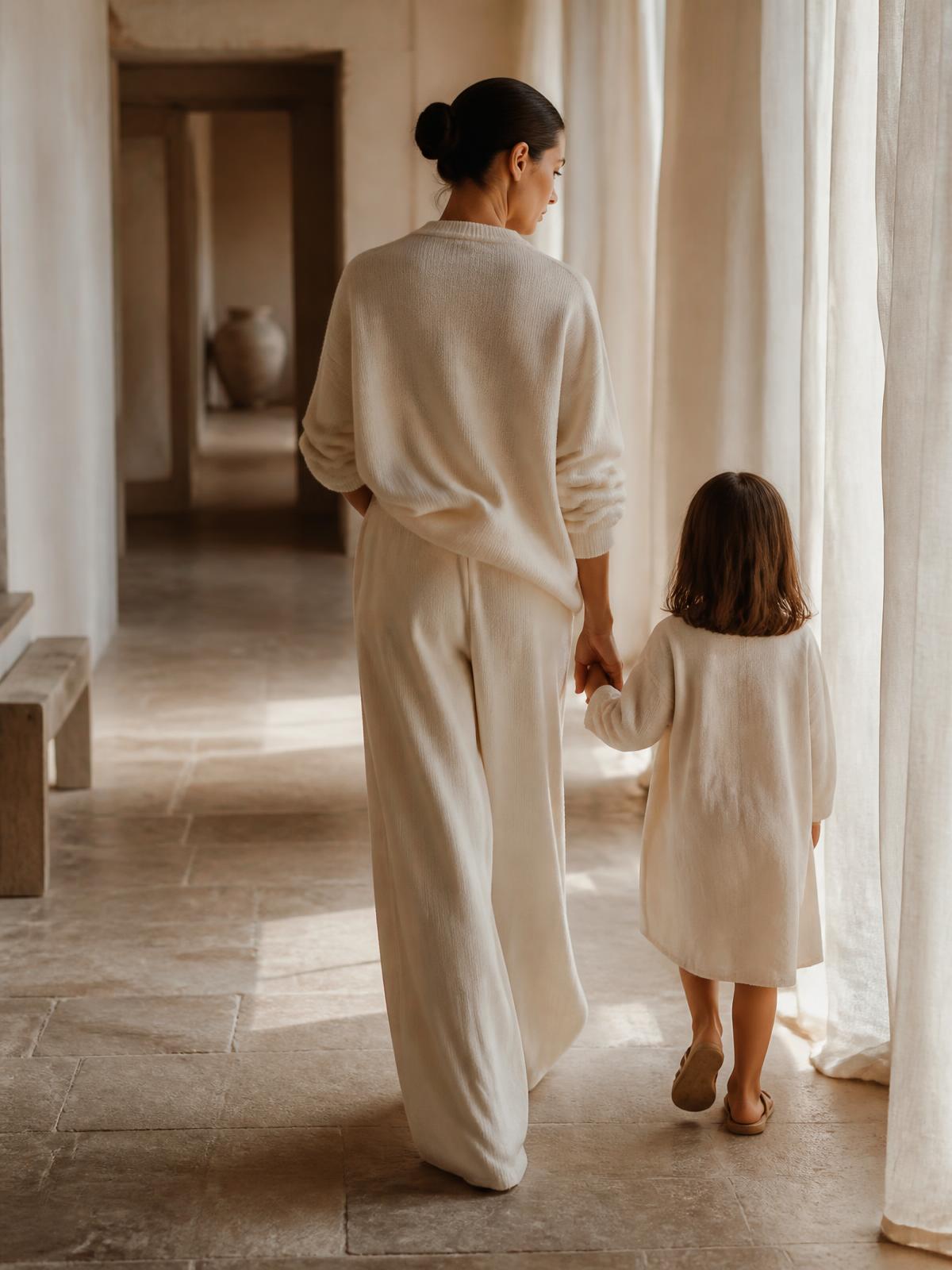 A thoughtful advisory conversation in a calm, light-filled room with soft linen textures
