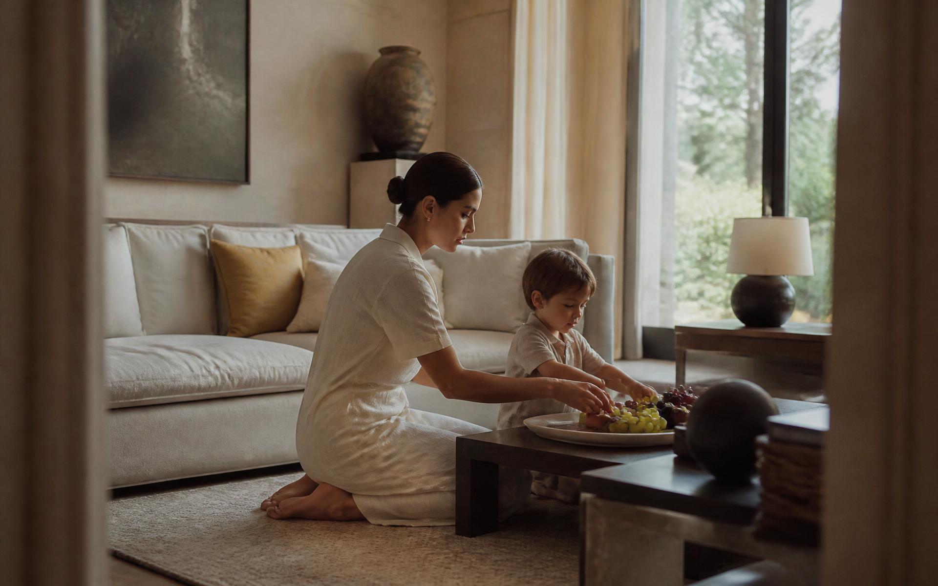 A caregiver and child sharing a quiet moment at home